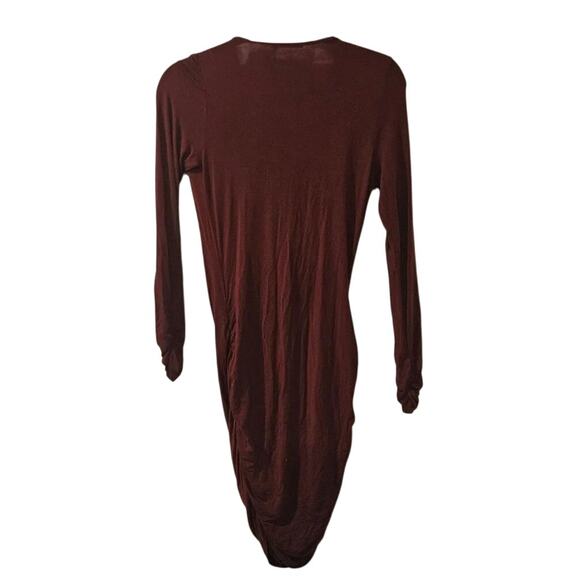 Revolve Krisa Long Sleeve Ruched Dress BodyCon Fitted Size S Merlot NWT - Picture 2 of 8